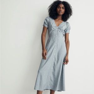 Madewell Leedra Button-Front Midi Dress in Dot